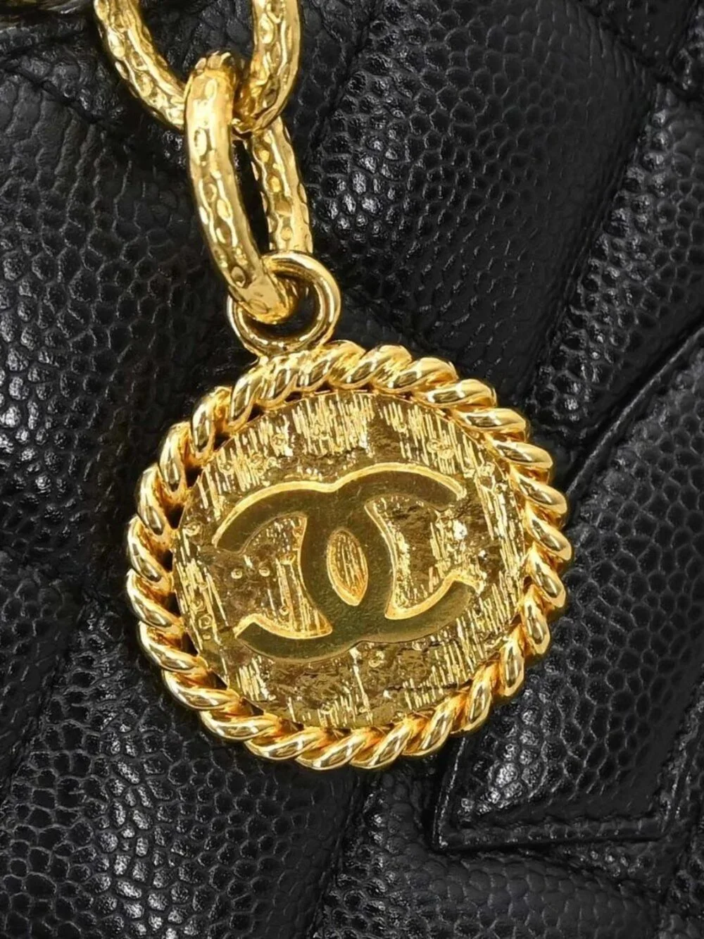 Chanel Black Calfskin Medallion Tote Handbag 198004